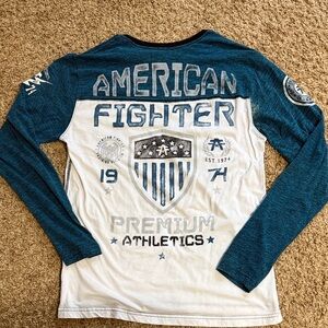 American Fighter Teal and White Graphic Shirt
